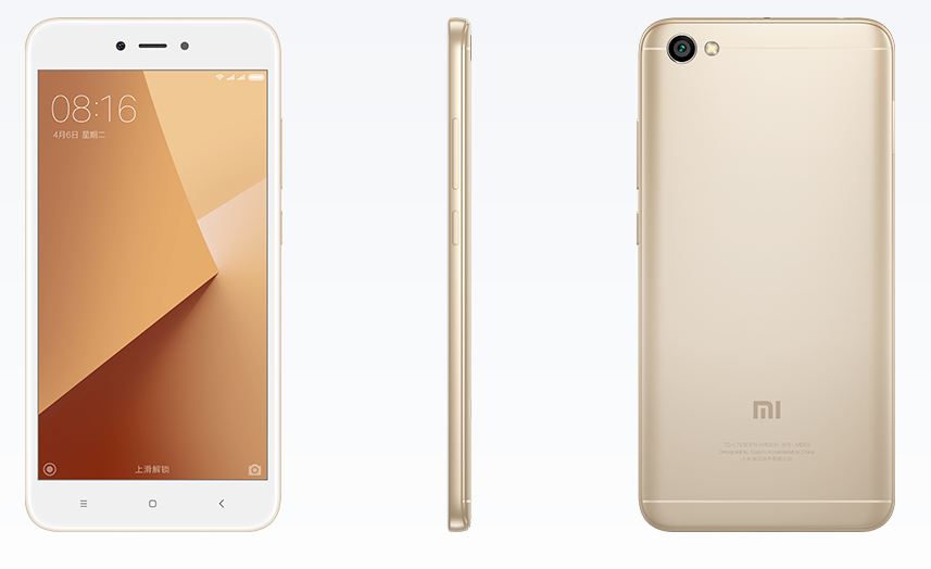 Redmi Note 5A modelo com Snapdragon 425 na cor dourada
