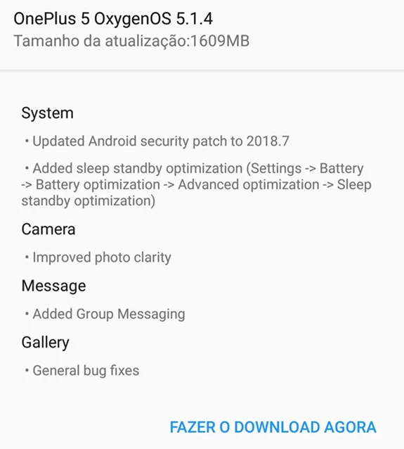 Atualização da OxygenOS