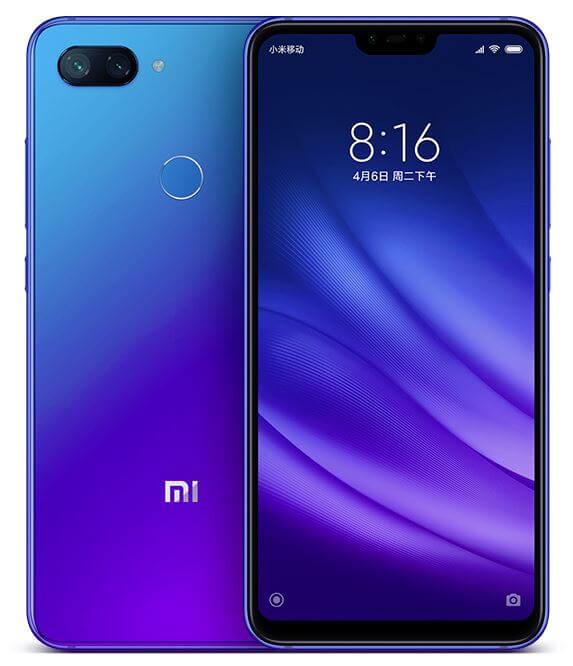 Xiaomi Mi 8 Lite na cor azul com violenta