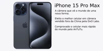 iPhone 15 Pro Max A câmera que vê o mundo de uma nova forma. Eleito o melhor celular em câmera vendido fora da China pela DxO Labs. Comprovado o celular mais rápido do mundo pelo AnTuTu.